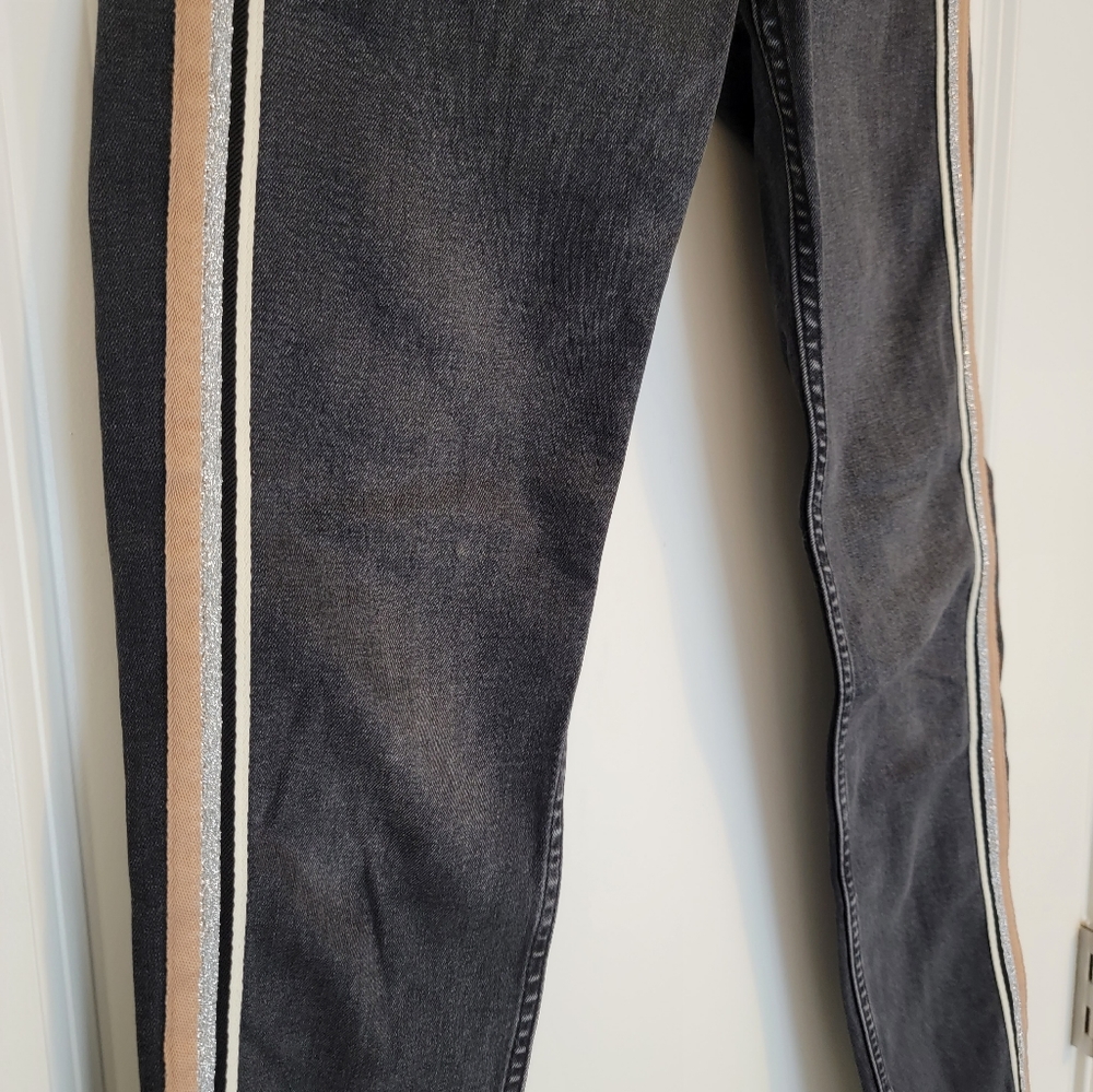 Topshop Moto Jamie Black Wash Side Stripe High Rise Jeans size 26 - Picture 10 of 13